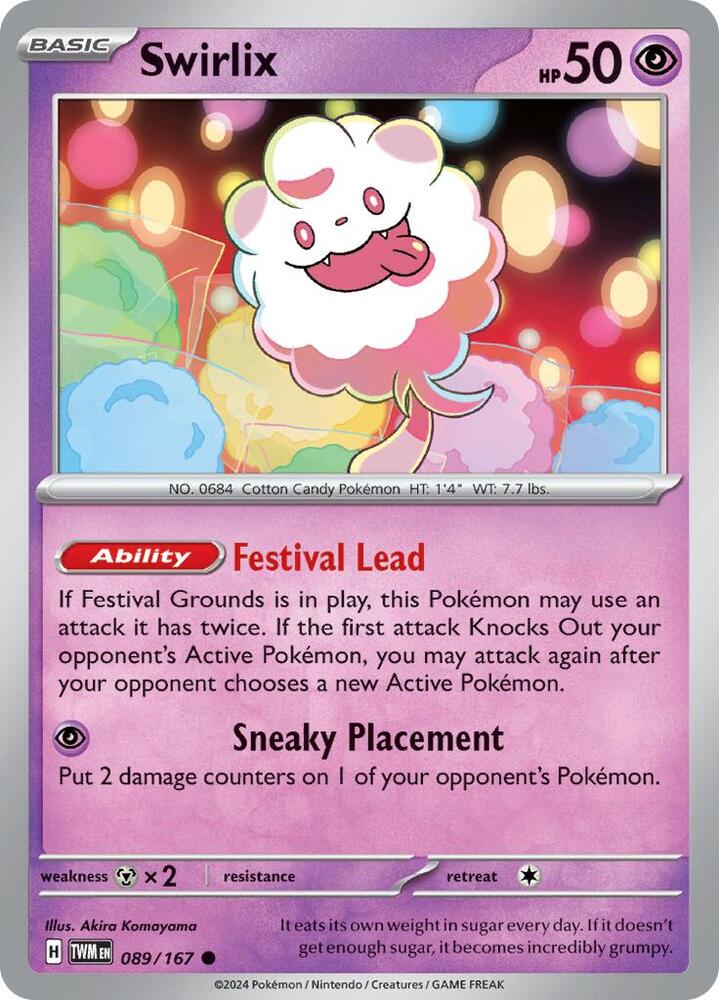 Pokemon - Twilight Masquerade - Swirlix - 089/167 - Reverse Holofoil