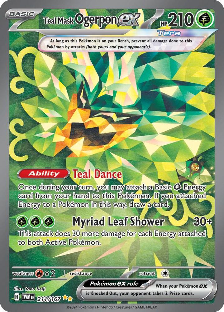 Teal Mask Ogerpon ex 211/167 Holofoil — Twilight Masquerade Pokémon card