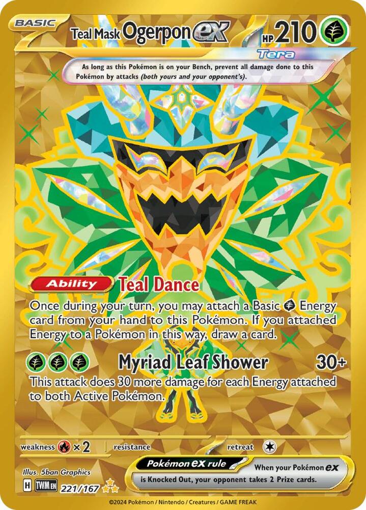 Teal Mask Ogerpon ex 221/167 Holofoil — Twilight Masquerade Pokémon card