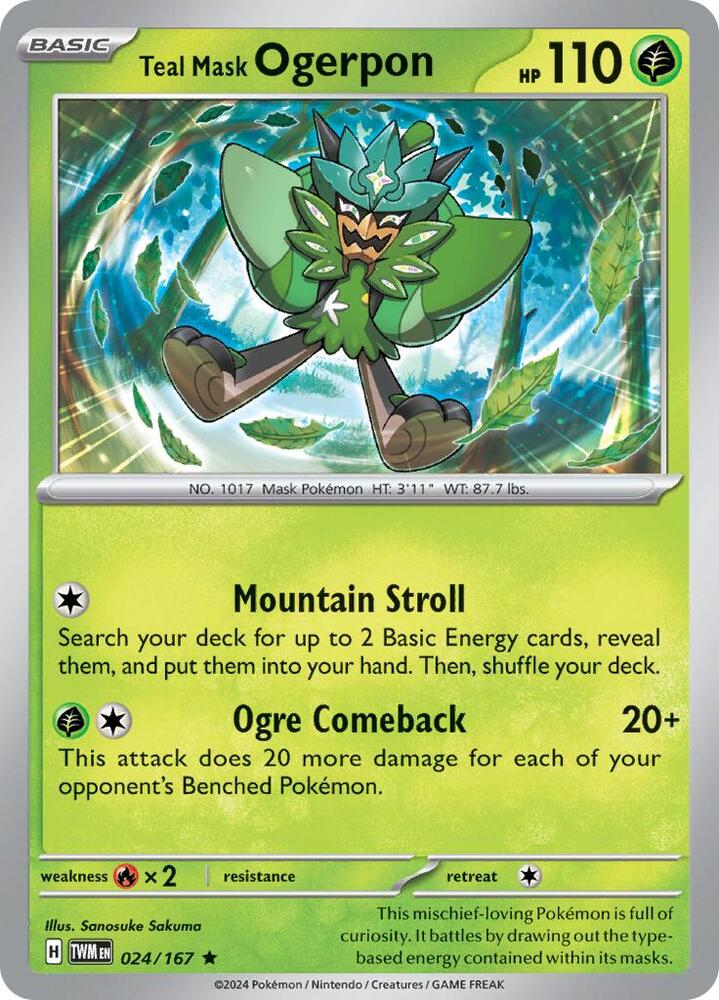 Teal Mask Ogerpon 024/167 Holofoil — Twilight Masquerade Pokémon card