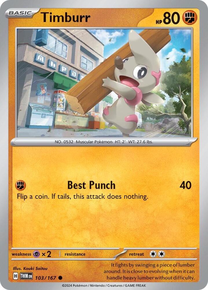 Timburr 103/167 Reverse Holofoil — Twilight Masquerade Pokémon card
