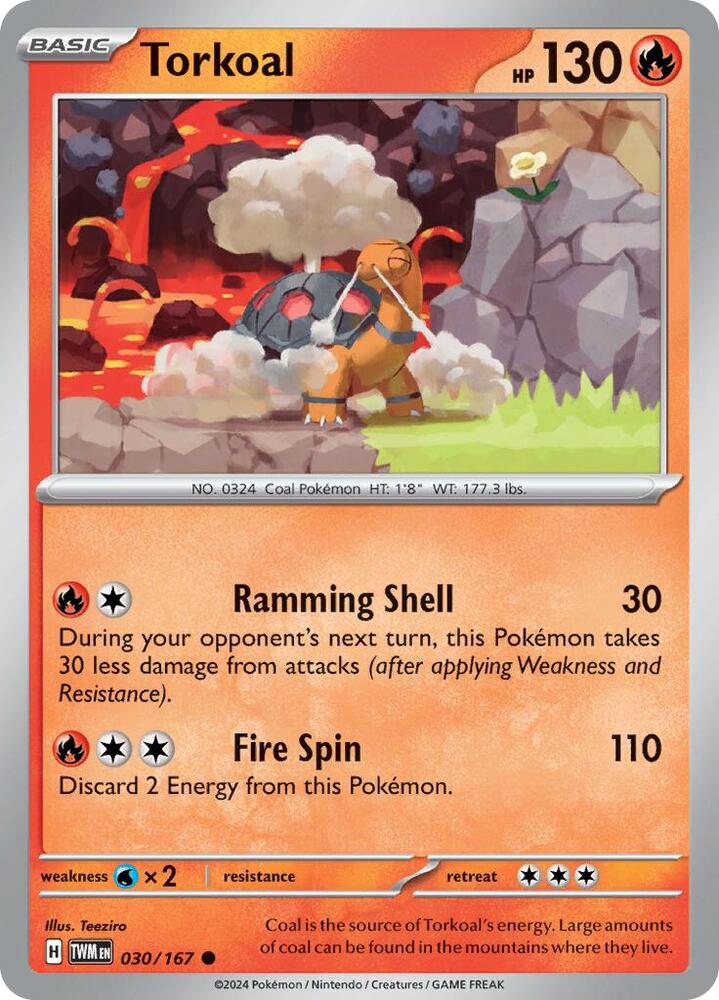 Torkoal 030/167 Reverse Holofoil — Twilight Masquerade Pokémon card