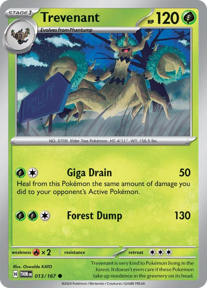 Trevenant 013/167 Reverse Holofoil — Twilight Masquerade Pokémon card
