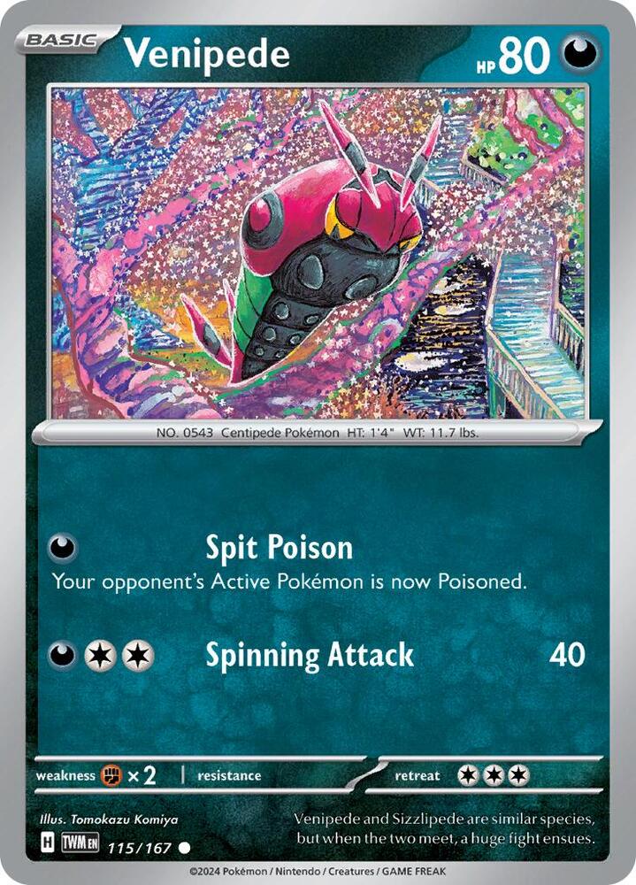 Venipede 115/167 — Twilight Masquerade Pokémon card