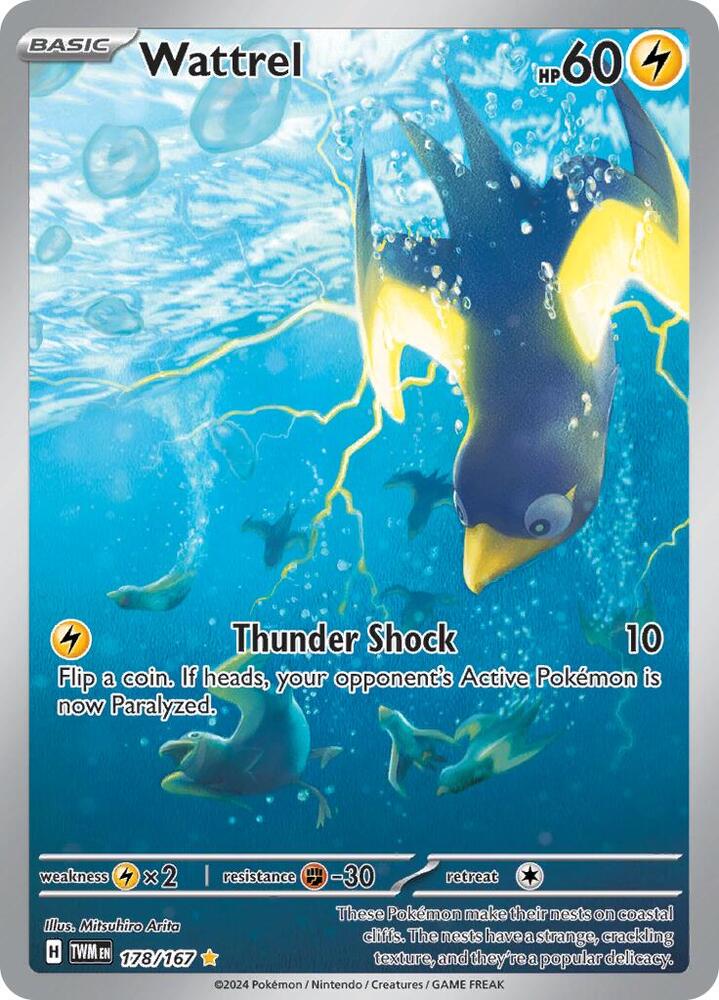 Wattrel 178/167 Holofoil — Twilight Masquerade Pokémon card