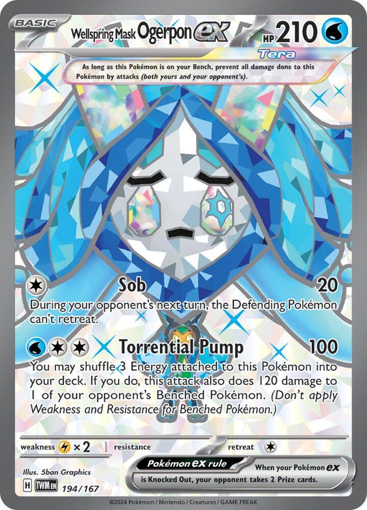Wellspring Mask Ogerpon ex 194/167 Holofoil — Twilight Masquerade Pokémon card