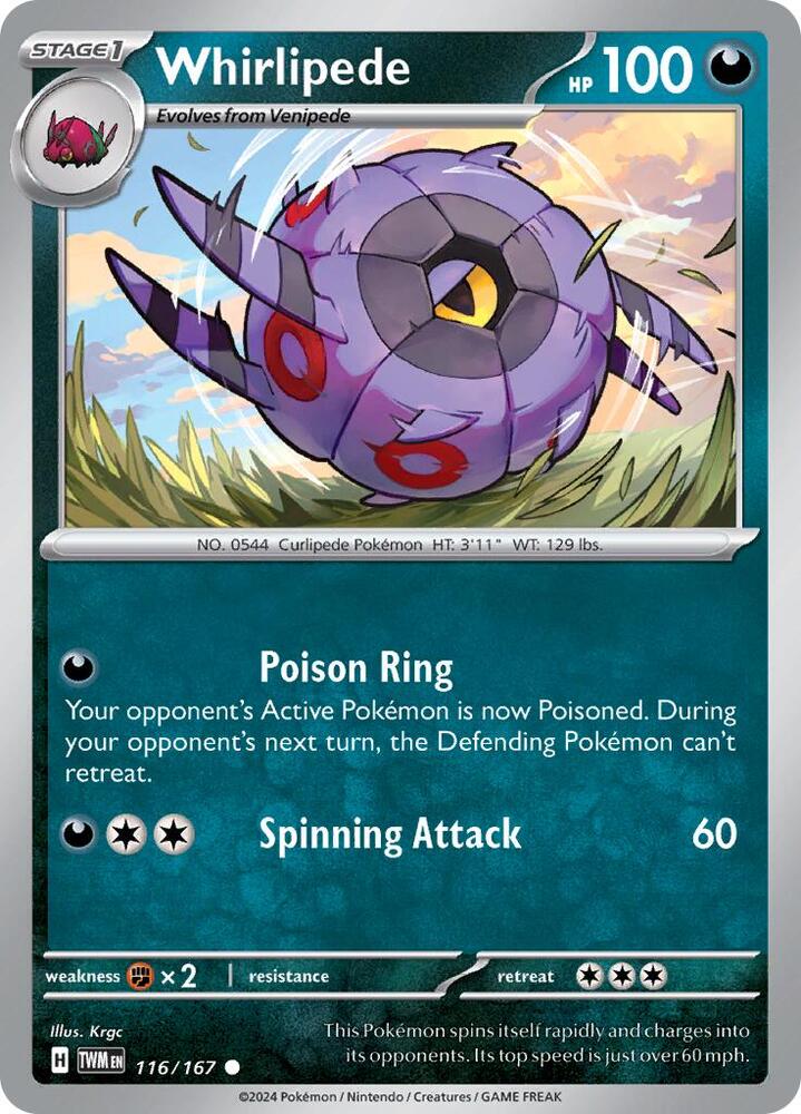 Pokemon - Twilight Masquerade - Whirlipede - 116/167 - Reverse Holofoil