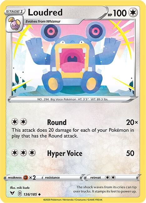 Pokemon - Vivid Voltage - Loudred - 136/185 - Reverse Holofoil