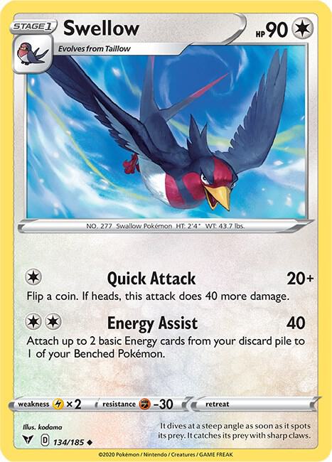 Swellow 134/185 — Vivid Voltage Pokémon card