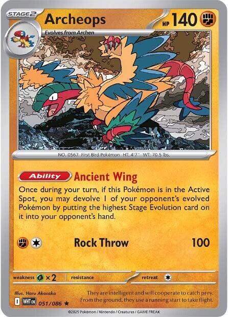 Archeops 051/086 Holofoil — White Flare Pokémon card