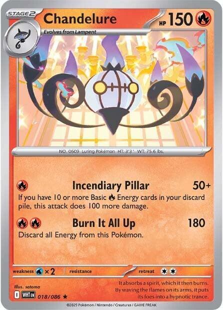 Chandelure 018/086 Reverse Holofoil — White Flare Pokémon card