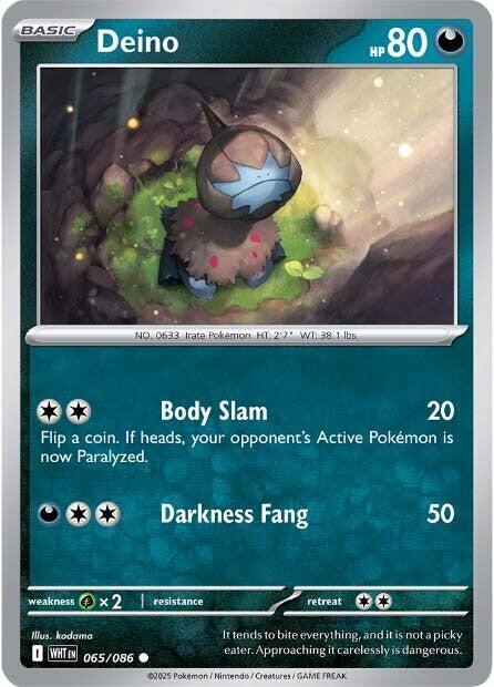Deino 065/086 Reverse Holofoil — White Flare Pokémon card