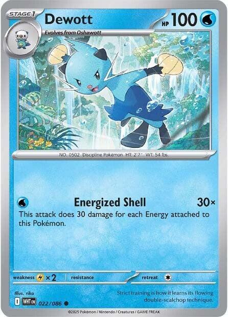 Dewott 022/086 Reverse Holofoil — White Flare Pokémon card