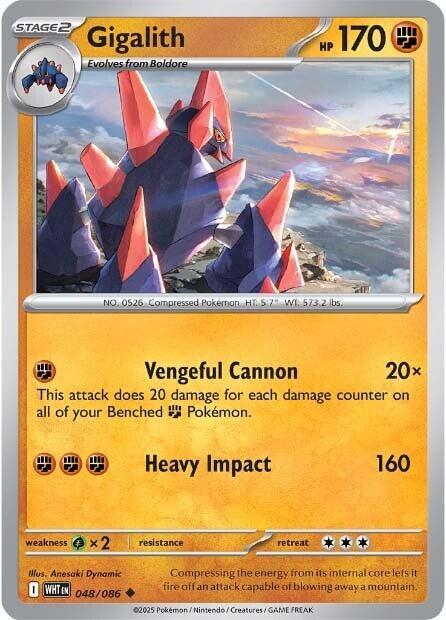 Gigalith 048/086 Reverse Holofoil — White Flare Pokémon card