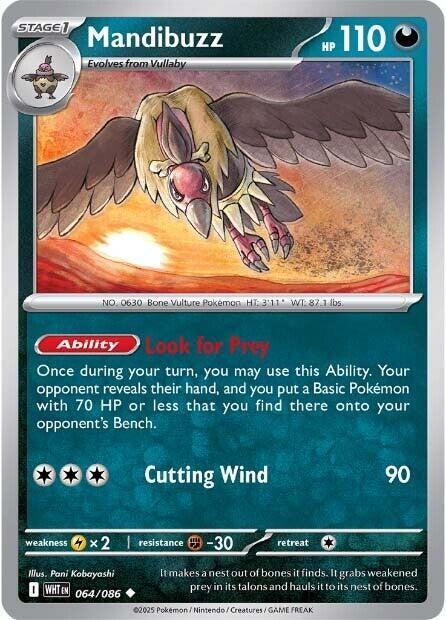 Mandibuzz 064/086 Reverse Holofoil — White Flare Pokémon card