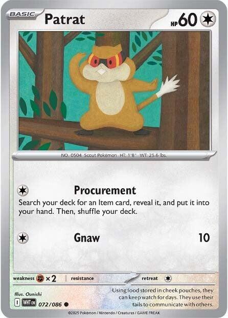 Patrat 072/086 Reverse Holofoil — White Flare Pokémon card