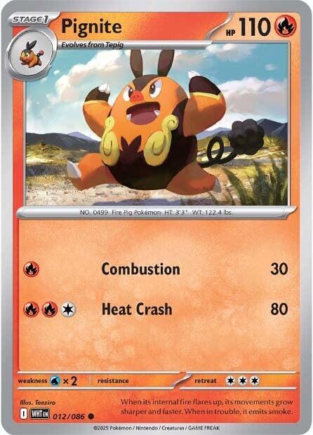 Pignite 012/086 — White Flare Pokémon card