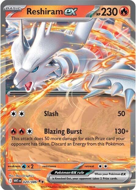 Reshiram ex 020/086 Holofoil — White Flare Pokémon card