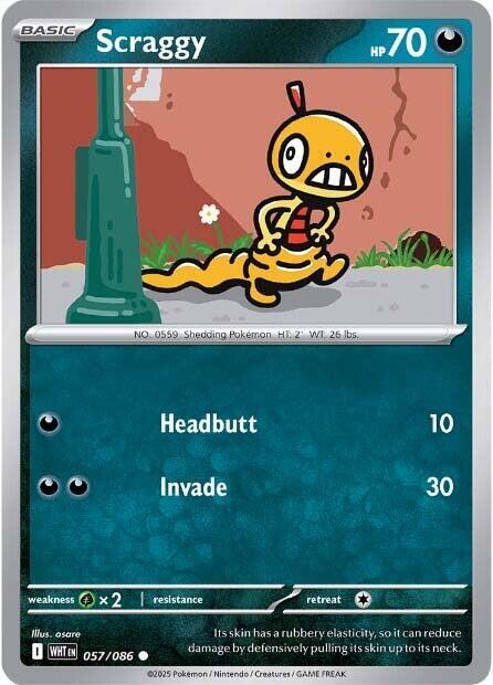 Scraggy 057/086 Reverse Holofoil — White Flare Pokémon card