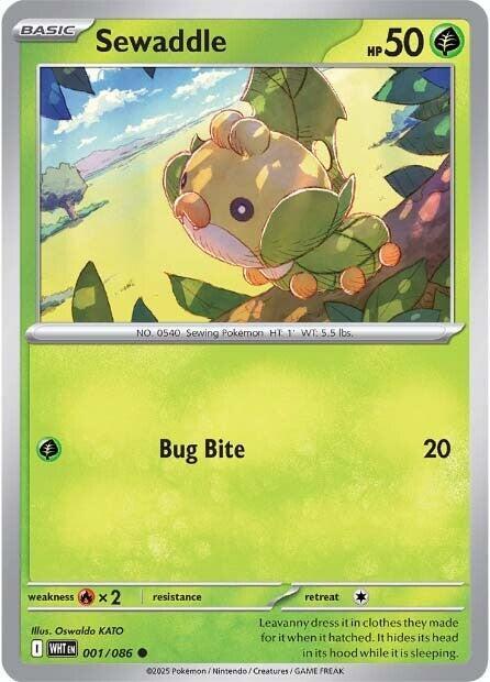 Sewaddle 001/086 Reverse Holofoil — White Flare Pokémon card