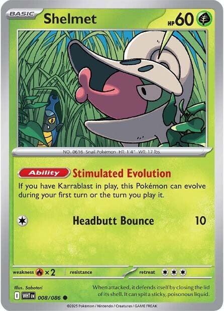 Pokemon - Scarlet & Violet - White Flare - Shelmet - 008/086 - Reverse Holofoil