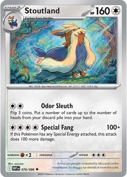 Stoutland 076/086 Reverse Holofoil — White Flare Pokémon card