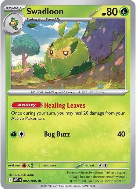 Swadloon 002/086 Reverse Holofoil — White Flare Pokémon card