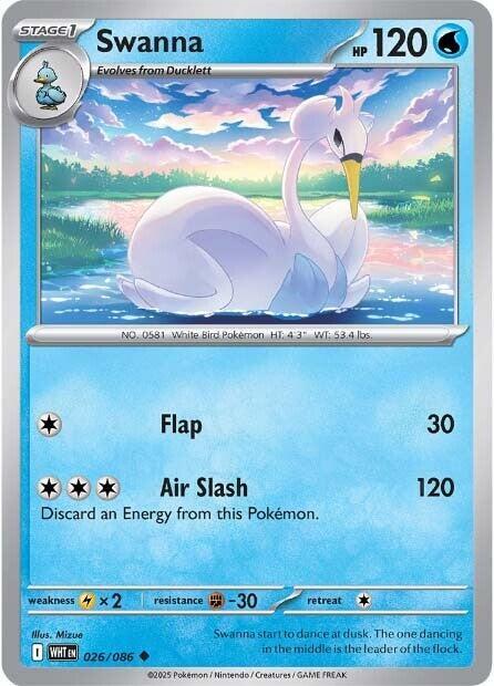 Swanna 026/086 Reverse Holofoil — White Flare Pokémon card