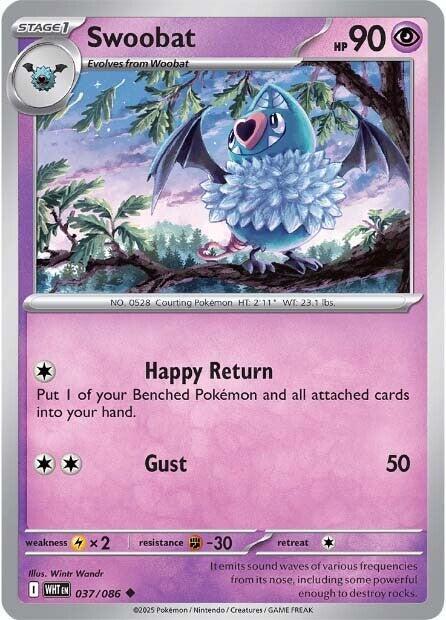 Swoobat 037/086 Reverse Holofoil — White Flare Pokémon card