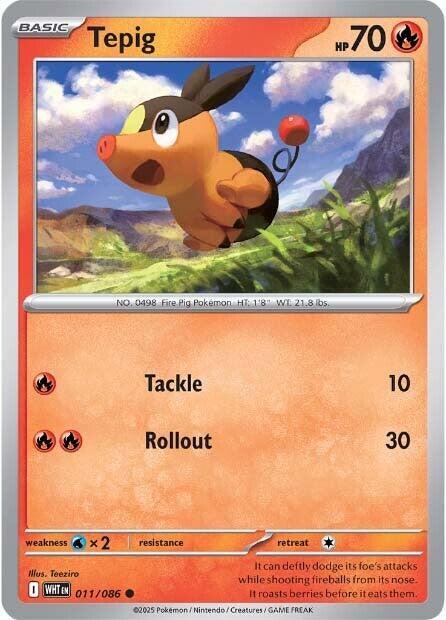 Tepig 011/086 Reverse Holofoil — White Flare Pokémon card