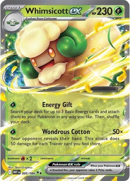 Whimsicott ex 005/086 Holofoil — White Flare Pokémon card