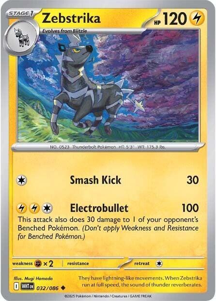 Zebstrika 032/086 Reverse Holofoil — White Flare Pokémon card