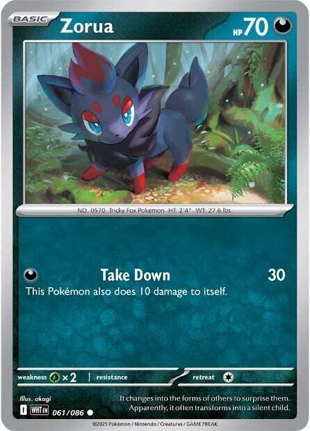 Zorua 061/086 Reverse Holofoil — White Flare Pokémon card