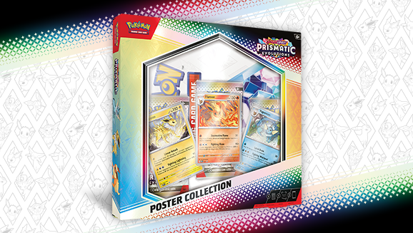 Prismatic Evolutions Poster Collection box with Jolteon, Flareon and Vaporeon promos
