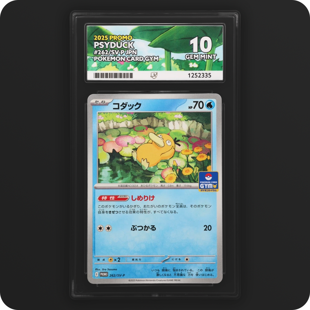 Psyduck 262/SV-P Promo Ace Grading 10, front of the graded slab