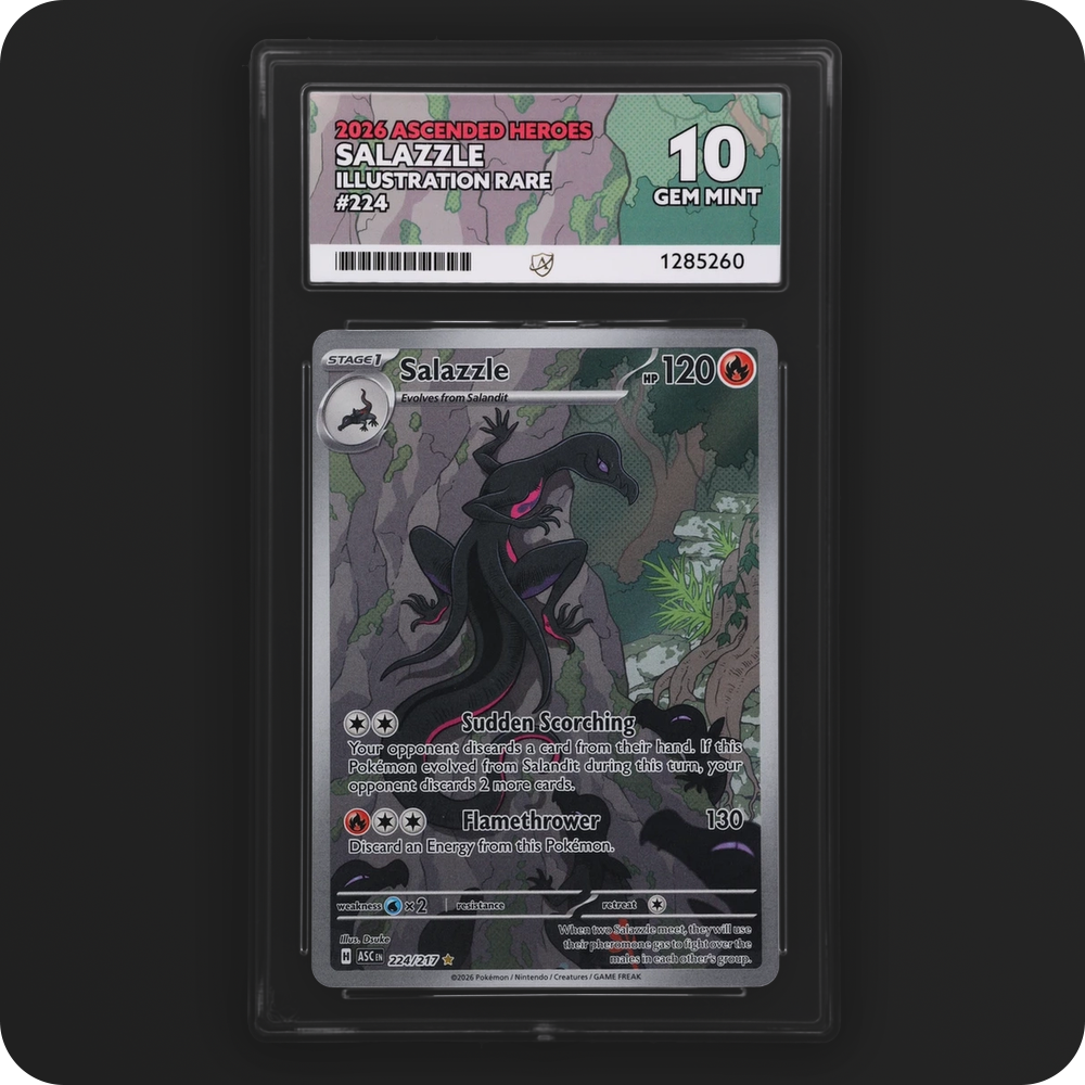 Salazzle 224/217 Ascended Heroes Ace Grading 10, front of the graded slab