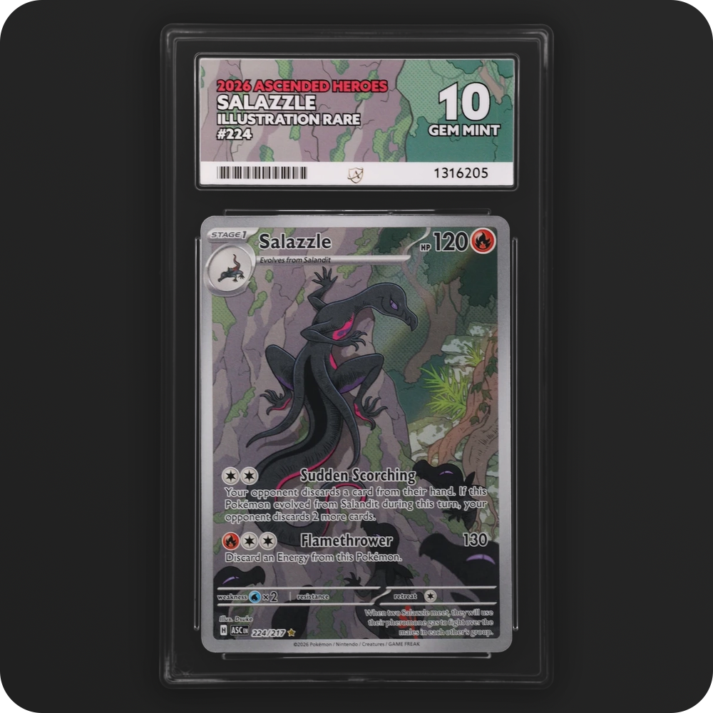 Salazzle 224/217 Ascended Heroes Ace Grading 10, front of the graded slab