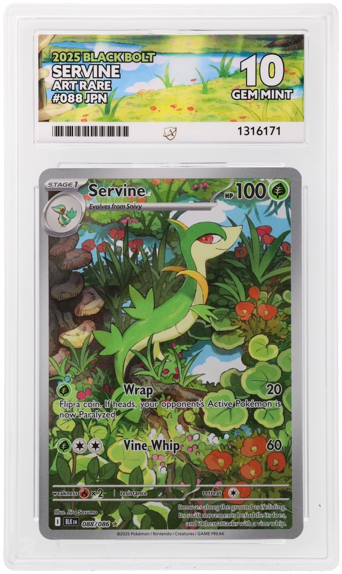 Servine 088/086 Black Bolt Ace Grading 10 — close-up front view of the certified slab