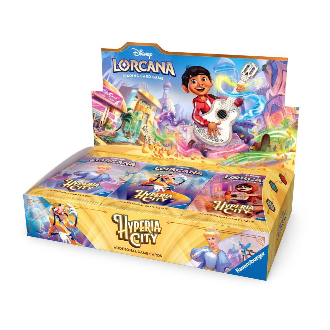 Disney Lorcana Hyperia City - Set 14 - Booster Display (24 Packs), box, angled