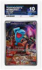 Team Rocket's Wobbuffet 103/098 Glory of Team Rocket Ace Grading 10 — close-up front view of the certified slab