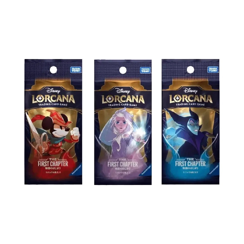 Disney Lorcana The First Chapter Japanese booster box, the three pack designs